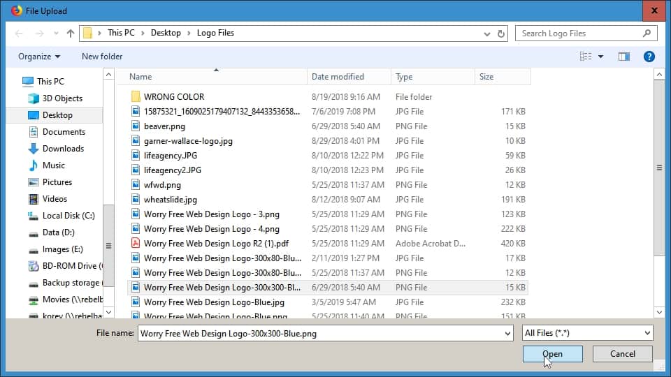 Browse your computer and find the file you would like to upload. Highlighted and click the open button.