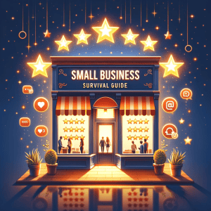 DALL·E 2023 12 29 15.19.55 A visually compelling image for the blog post Small Business Survival Guide Navigating the World of Online Reviews. The image should feature a smal